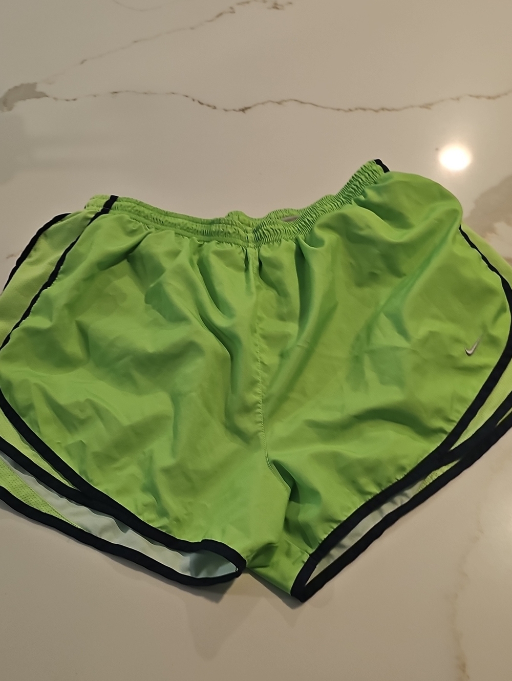 Nike Women’s Neon Lime Athletic Running Shorts with Black Trim